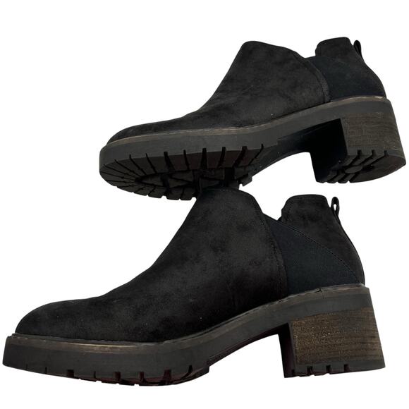 Crown Vintage Chelsea Size 11 Chunky Heel Ankle Boots Booties Black Slip On - Picture 10 of 15